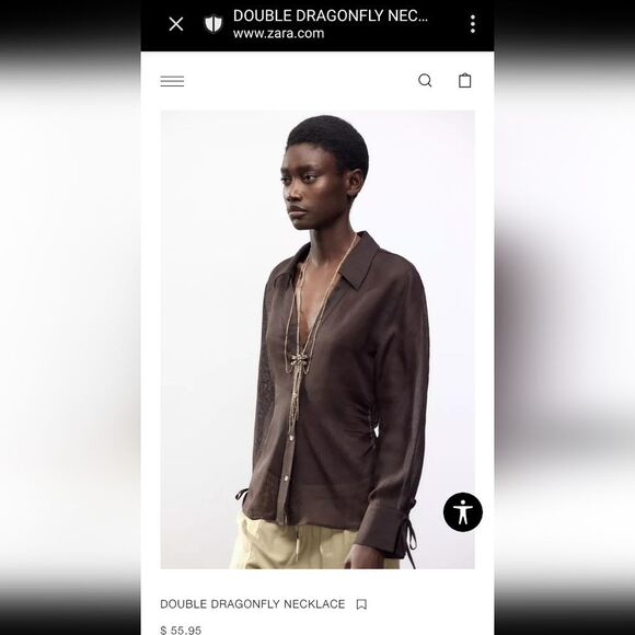 New ZARA Double Dragonfly Fringe Boho Necklace - Picture 2 of 14